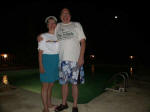 Ruth wearing her birthday visor and Joe, after the picnic.