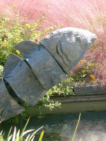 Canal Garden leaping fish sculpture.