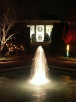 The Cottage Garden fountain and the Visitor Pavilion.