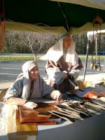 The leather goods booth.